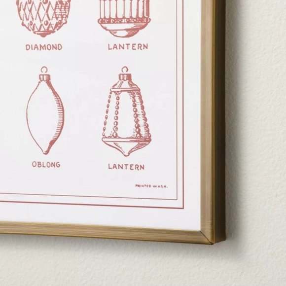 Hearth & Hand 7" x 7" Metal Framed Ornaments Print Wall Art in Red /White - Picture 9 of 9